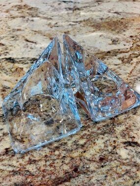 Beautiful Clear Glass Pyramid Candle Holders - Set of 2